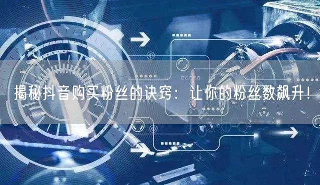 揭秘抖音购买粉丝的诀窍：让你的粉丝数飙升！