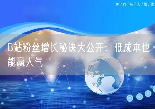 B站粉丝增长秘诀大公开：低成本也能赢人气
