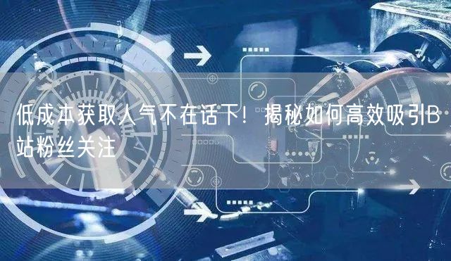 低成本获取人气不在话下！揭秘如何高效吸引B站粉丝关注