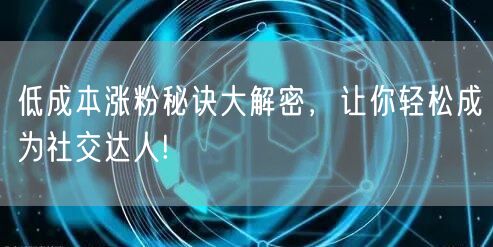 低成本涨粉秘诀大解密，让你轻松成为社交达人!