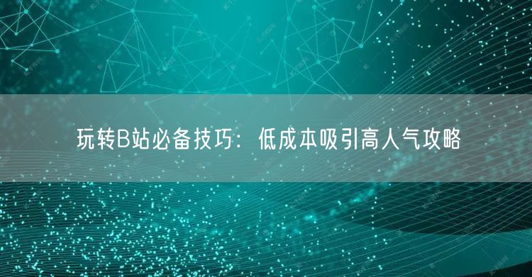 玩转B站必备技巧：低成本吸引高人气攻略