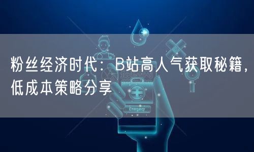 粉丝经济时代：B站高人气获取秘籍，低成本策略分享
