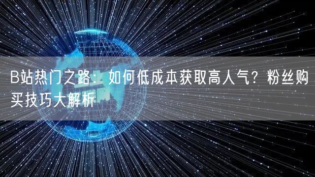 B站热门之路：如何低成本获取高人气？粉丝购买技巧大解析