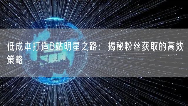 低成本打造B站明星之路：揭秘粉丝获取的高效策略