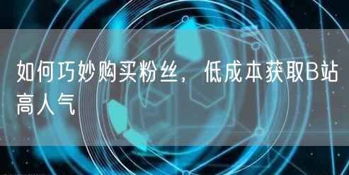 如何巧妙购买粉丝，低成本获取B站高人气