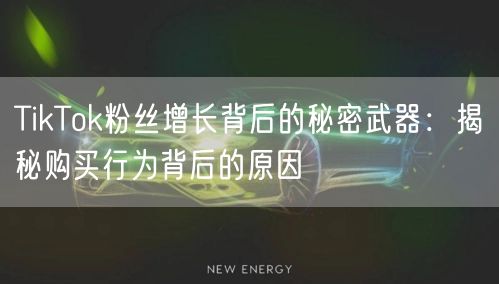 TikTok粉丝增长背后的秘密武器：揭秘购买行为背后的原因