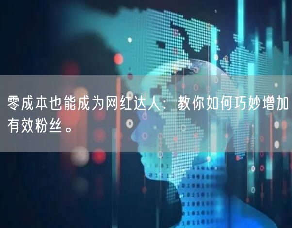 零成本也能成为网红达人：教你如何巧妙增加有效粉丝。