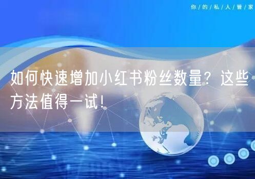 如何快速增加小红书粉丝数量？这些方法值得一试！