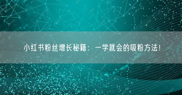 小红书粉丝增长秘籍：一学就会的吸粉方法！