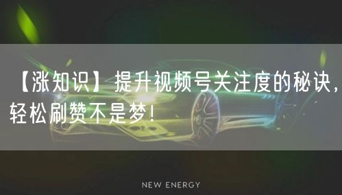 【涨知识】提升视频号关注度的秘诀，轻松刷赞不是梦！