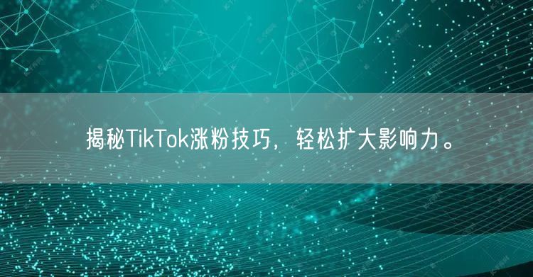 揭秘TikTok涨粉技巧，轻松扩大影响力。