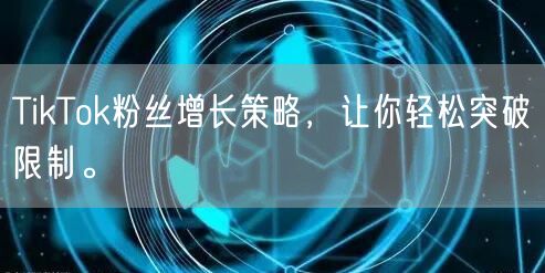 TikTok粉丝增长策略，让你轻松突破限制。