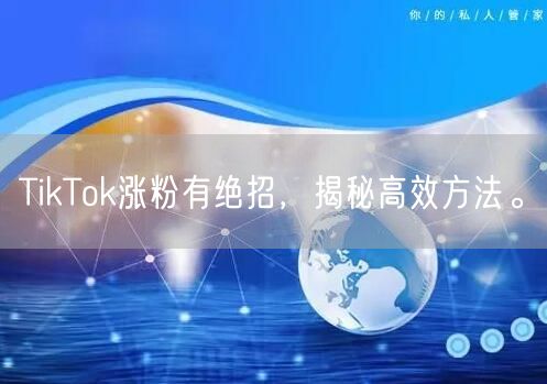 TikTok涨粉有绝招，揭秘高效方法。