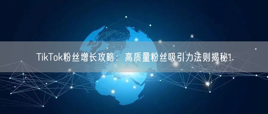 TikTok粉丝增长攻略：高质量粉丝吸引力法则揭秘！