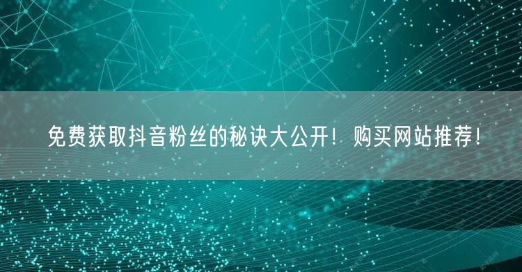 免费获取抖音粉丝的秘诀大公开！购买网站推荐！