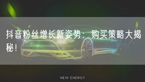 抖音粉丝增长新姿势：购买策略大揭秘！